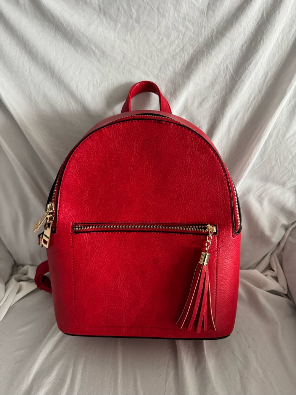 Stylish Red Tassel Mini Backpack - Picture 4 of 4